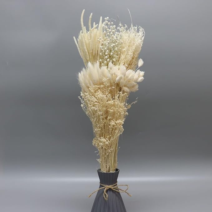 Dried Flower Bouquet & Floral Mix Premium Hand-Packed Natural Dried Plants for Home Decor, Bouquets, and Arrangements – Made in Italy (White)