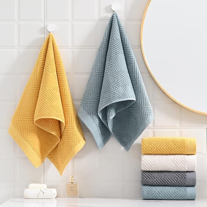 sense gnosis Super Soft Orange Hand Towels Terry Striped Weave Pattern Ultra Absorbent 100% Cotton Hand Towel for Bathroom Home Decorations 13 X 29 Inch, 2 Pieces