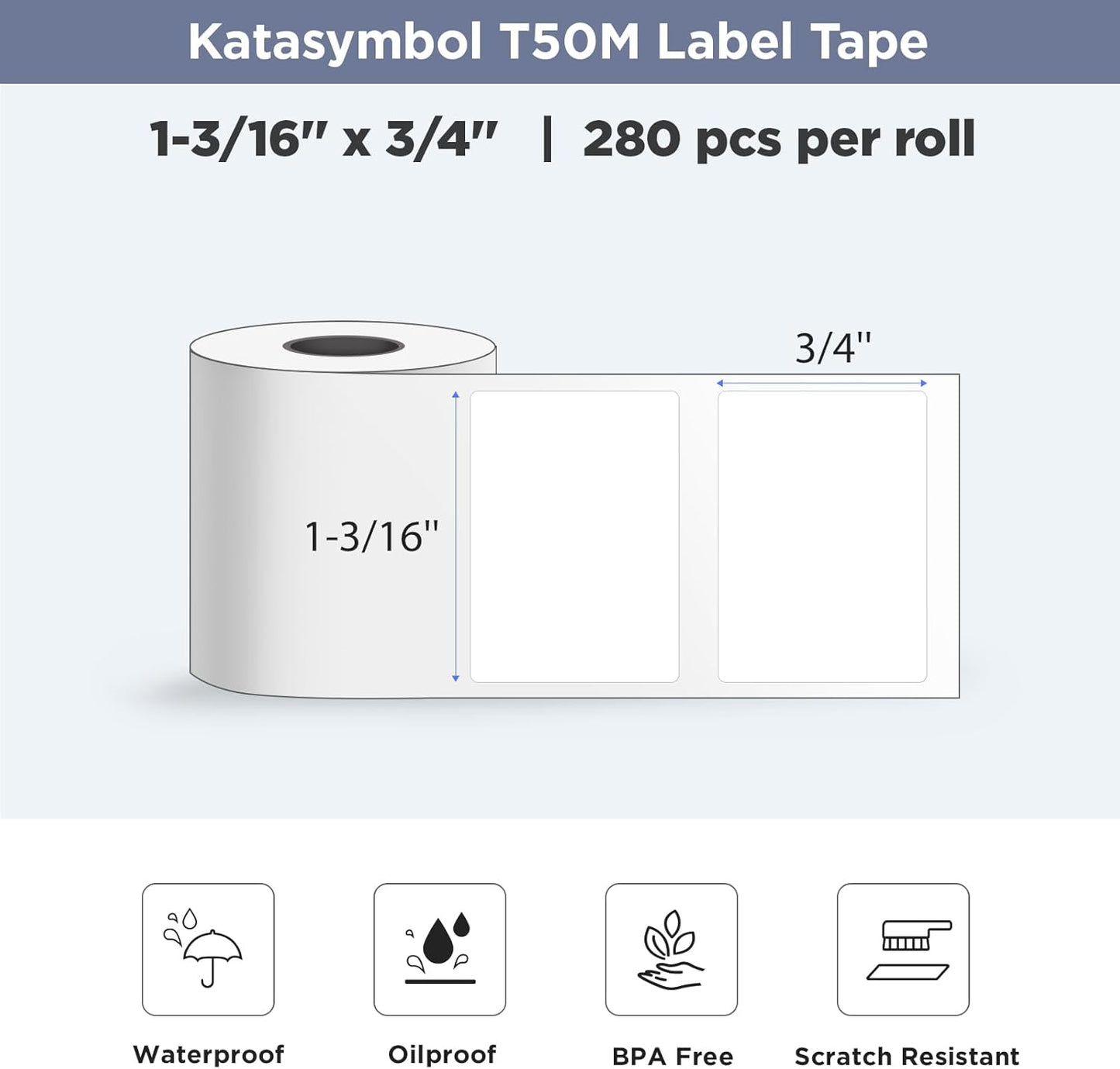 SUPVAN Label Maker Tape - 2 Rolls of 1.18'' x 0.78'' (30mm x 20mm) Waterproof & Highly Adhesive Black on White