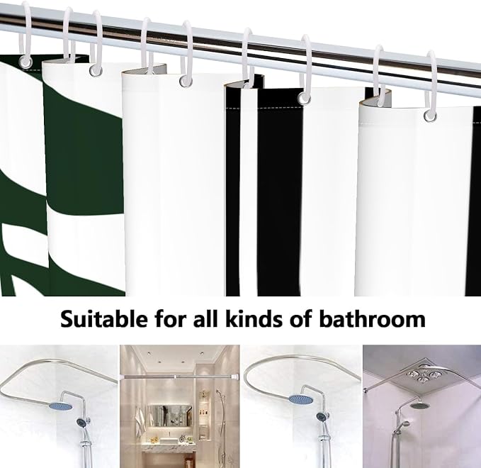 Boho Geometric Shower Curtain White Beige Mid Century Abstract Arch Curve Bathroom Curtain Minimalistic Sun Shower Curtain Sets for Bathroom Extra Long 66x72 in with 12 Hooks