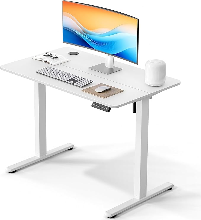 Electric Standing Desk 40 x 24 Inches, Height Adjustable Sit Stand Home Office Computer Desk with Memory Presets,White