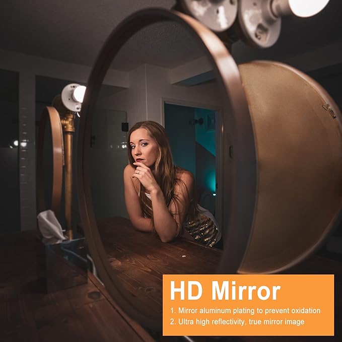 Round Wood Frame Mirror 28 Inch, Brown Wall Circle Mirror for Bathroom, Nursery, and Wall Decor