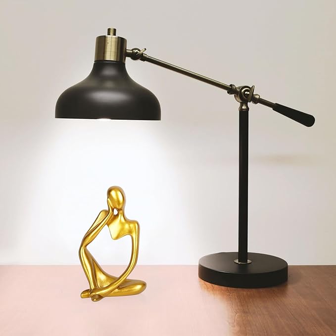 Sandstone Resin Thinker Style Abstract Sculpture Statue Collectible Figurines Home Office Bookshelf Desktop Decor (Small Gold, Left)