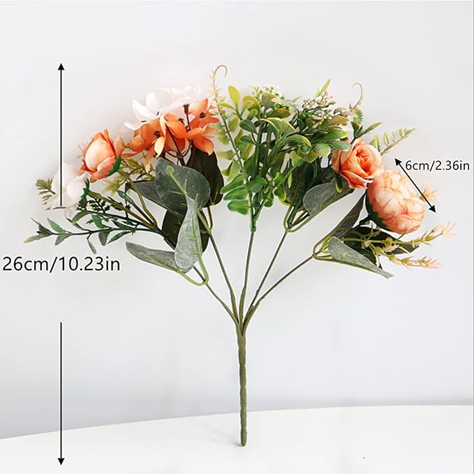 ASTRYAS Artificial Flowers, Pink Artificial Peony Small Silk Flowers Fake Peonies Bouquet Rose Flower Arrangement Table Centerpiece for Dining Party Home Decoration(Pink)
