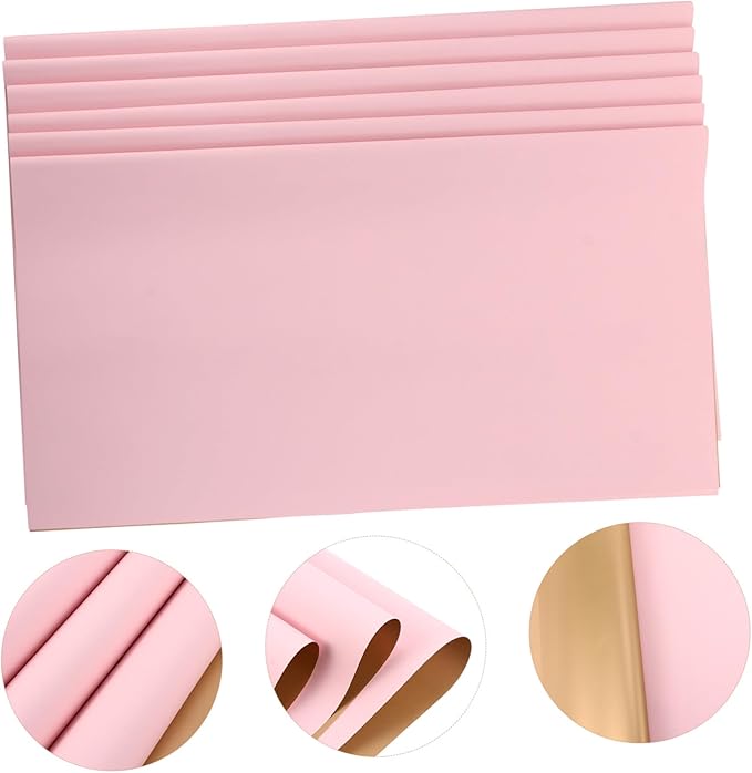 VALICLUD 20Pcs Double-sided Wrapping Paper Floral Bouquet Packing Paper with Korean Pink and Metallic Hues for Flower Packaging Wrap Wedding Birthday DIY Party Decorations
