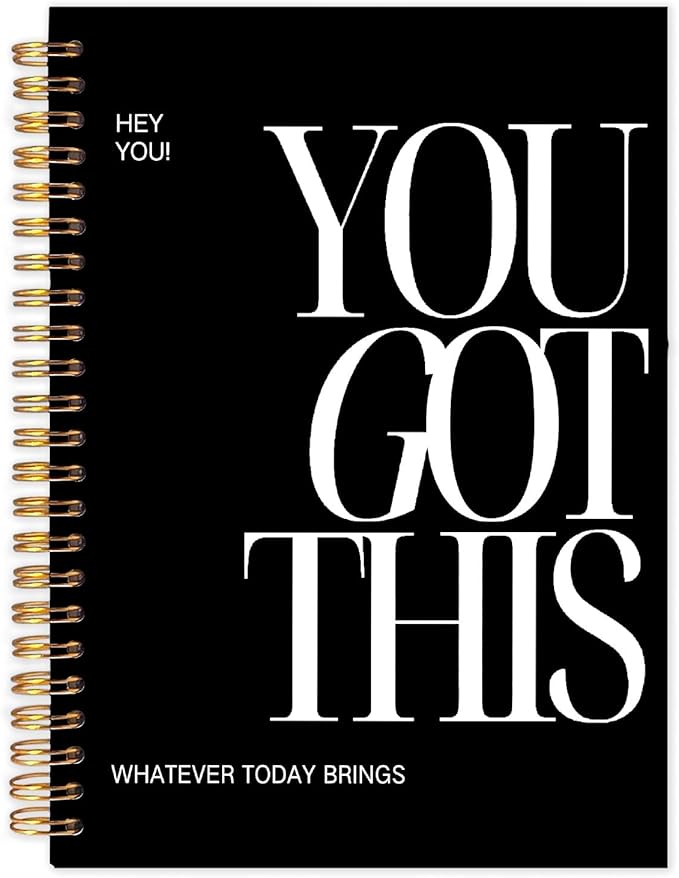 Yhtrg You Got This Inspirational Spiral Notebook Journal, Inspirational Notebook for Women, Motivational Journals, Black Motivational Positive Notebooks for Office School Supplies, 5.5x8.3 Inch