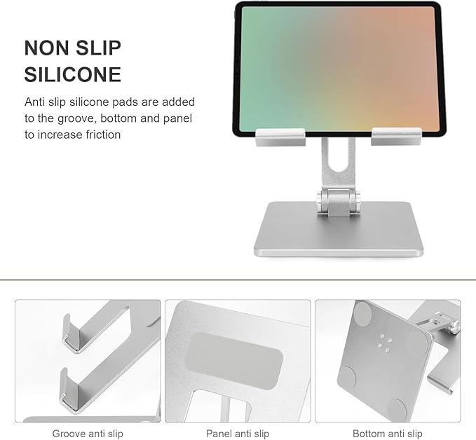 BESPORTBLE Aluminum Alloy Folding Laptop and Tablet Stand Portable Foldable Holder for Desk Use Compatible with Ipad and Notebooks Silver Gray