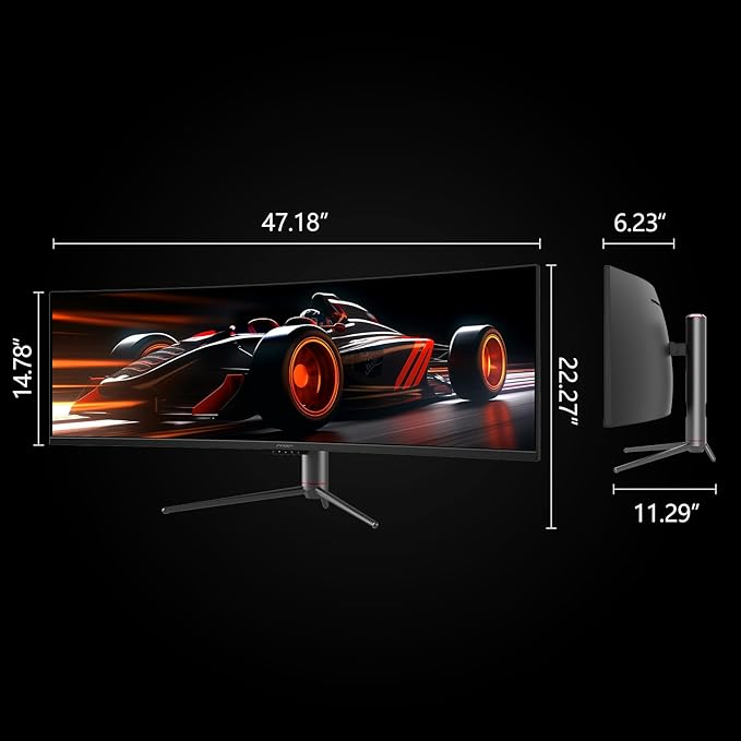INNOCN 49" Curved Monitor Ultrawide Gaming 5K2K 120Hz 32:9 QHD 5120 x 1440P Computer Monitor, R1800, 99% sRGB, HDR400, USB Type C, DisplayPort, HDMI, Built-in Speakers, Height/Tilt Adjustable - 49C1R