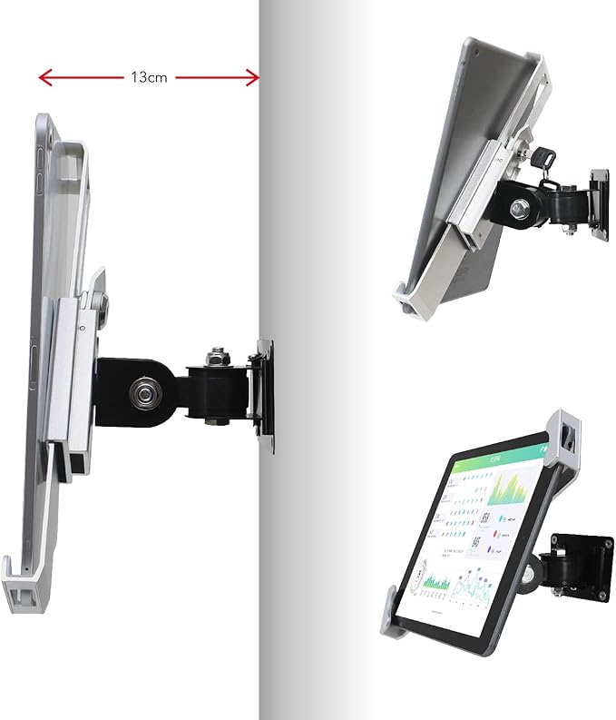 WeSTRUGGLE Tablet Wall Mount Holder with Anti Theft Lock,Rotate Design,Multi Angle,Bracket for Most 8 to 10.4 Inch,and for iPad 7.9" 8.3" 9.7" 10.2" 10.5" 10.9"& 11",Galaxy tab,& More,(Silver)