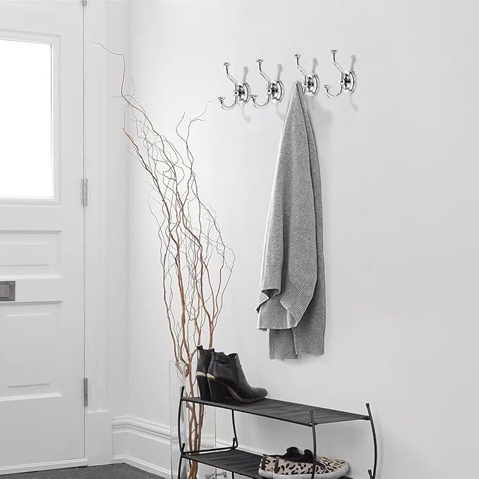 khtumeware 1 Pack 4-1/2 inch Zinc Alloy Vintage Wall Polished Chrome Large Coat Hooks Suitable for Tile, Wood Board, Glass Walls, Bathroom, Entrance Hall, Kitchen, Multi-Functional Robe Hooks