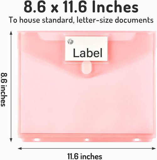 Forvencer Binder Pocket - 24 Pack Super Heavyweight Plastic Folders with Tight Closure | Letter Size Pastels