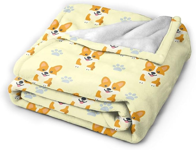 Corgi Blanket Cute Corgi Dog Throw Blanket Puppy Soft Cozy Fleece Fuzzy Stuffed Plush Flannel Gifts for Girls Women Boys Kids Adults 60"X80"