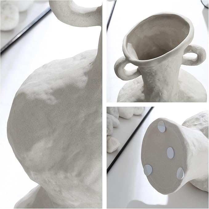 BUICCE Handmade Rustic Ceramic vase for Flowers Unique Decorative Pottery Vase for Farmhouse Home Office Decor