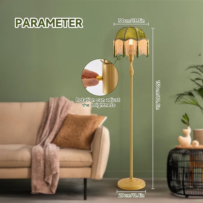 Vintage Floor Lamp - 62.6" Mid-Century Modern Standing Light Nordic Reading Lamp for Living Room/Bedroom/Office/Dorm | Classic Luxe Design