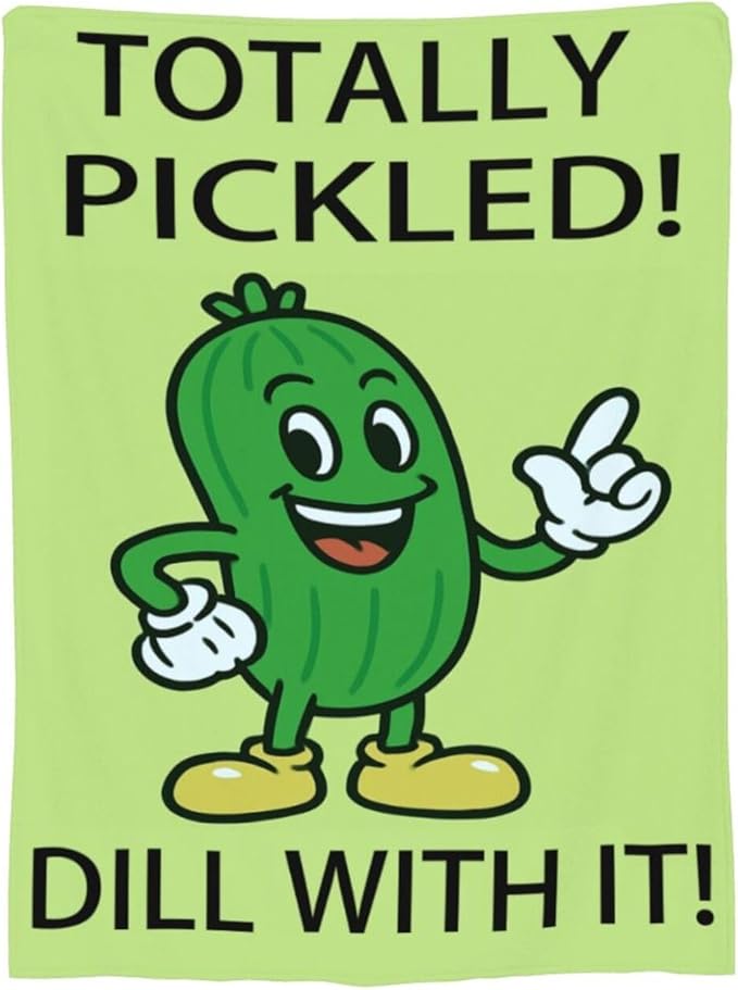 Pickle Blanket Cute Pickle Throw Blanket Vegetable Soft Cozy Fleece Fuzzy Stuffed Plush Flannel Gifts for Girls Women Boys Kids Adults 60"X80"