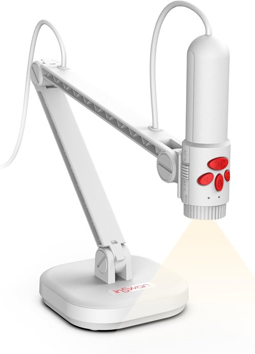 INSWAN INS-3 Document Camera - Detachable Handheld Design, Multi-Angle Flexibility, LED & Auto Focus, White