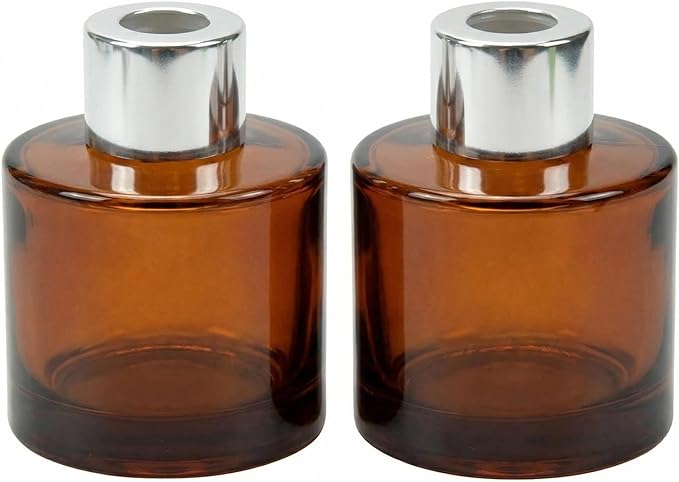 2PCS 50ml/1.6oz Glass Diffuser Bottles, Amber & Brown, Aromatherapy Storage Containers, Fragrance Accessories, DIY Replacement Diffuser Sticks, Home Decor