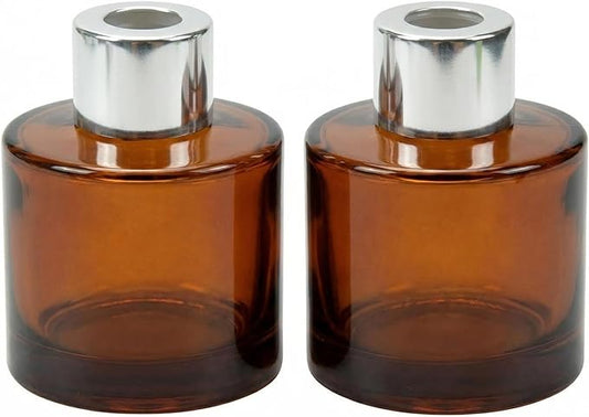 2PCS 50ml/1.6oz Glass Diffuser Bottles, Amber & Brown, Aromatherapy Storage Containers, Fragrance Accessories, DIY Replacement Diffuser Sticks, Home Decor