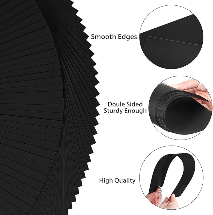 U HOMOVING 200 Sheets Black Kraft Paper for Wrapping Gifts Bouquet 18”x 24”Construction Paper for Art Craft Drawing Supplies Kraft Sheets for Packing Moving Shipping
