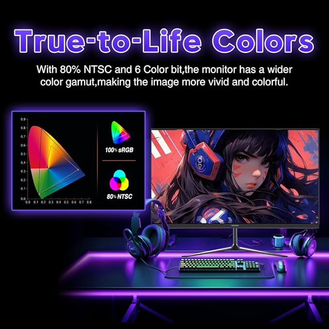 Viewedge 24 Inch Gaming Monitor 1080p 144hz, VA 1ms FHD Computer Monitor with 100% sRGB, Bluelight Filter, HDMI & VGA Port, Support Wall Mount