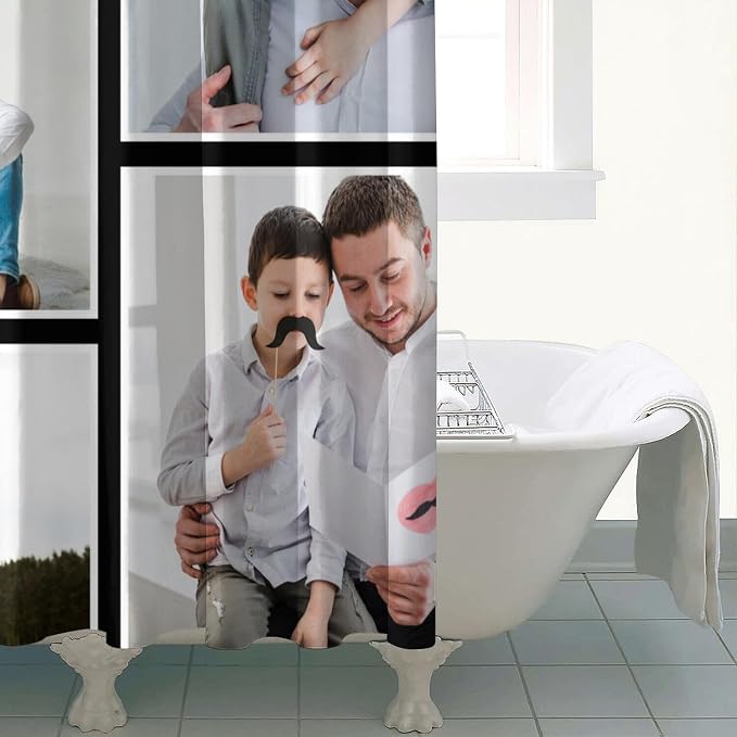 Personalized Shower Curtain Set Custom Photo Shower Curtains Modern Minimalist Home Bathroom Curtain Decor with 12 Hooks 72 Inch Wide * 72 Inch High
