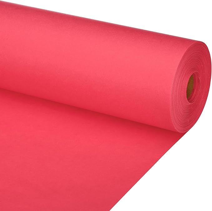 PATIKIL Wrapping Paper, 35"x2400"(200') Bulletin Board Paper Roll Kraft Paper Roll Construction 80GSM for Shipping Packing Gift Wrapping Craft Flower Bouquet Christmas, Red