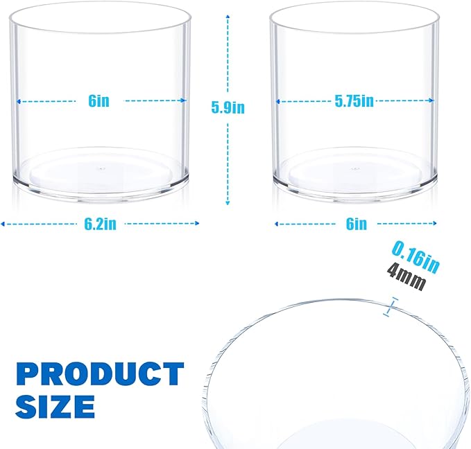 JYPS Flower Clear Vase Centerpiece for Home 1-Set of 2 Sizes, Wedding Party, Plastic Clear Cylinder Wide Vase for Flowers, Decorative Wide Mouth Vase for Decor, Centerpieces, Large Clear Container