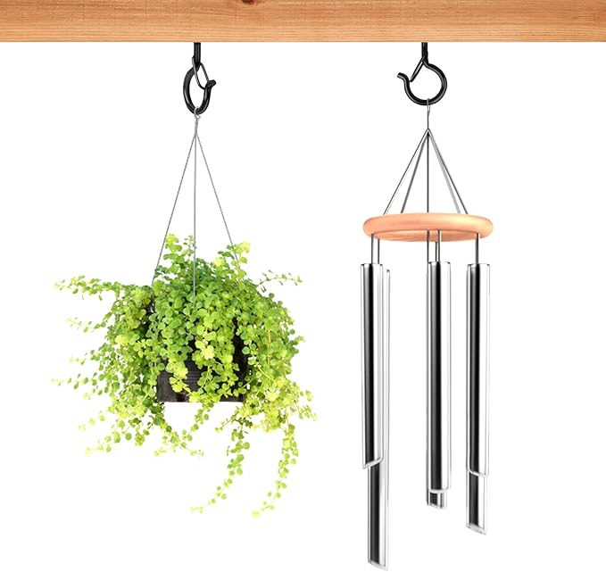 Q Hangers 25 PCS Screw-in Hooks for Outdoor String Lights, Swivel Hanging Basket Patio Light Hooks with Safe Buckle Screw in Planter Eye Hook for Wall Ceiling