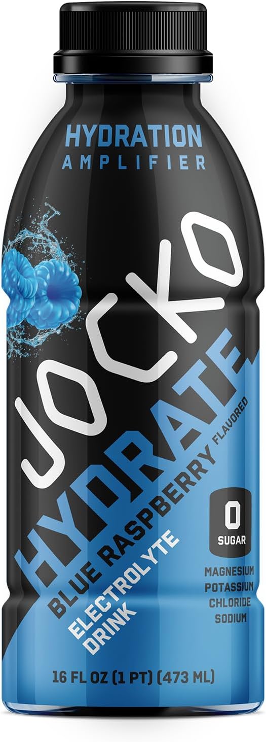 Jocko Fuel Hydrate Electrolyte Drinks - Sports Drink Hydration Amplifier, Thirst Quencher - Scientifically Formulated Electrolyte Blend Blue Raspberry 16 Oz (12 Pack)