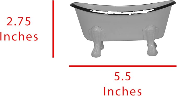 Foreside Home and Garden Black Rim White Enamel Bathtub Soap Dish - Foreside Home & Garden 5.5 x 2.75 x 2.75