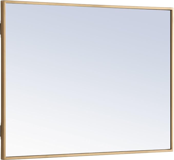 Elegant Decor Monet 32" x 24" Rectangle Metal Frame Mirror in Black