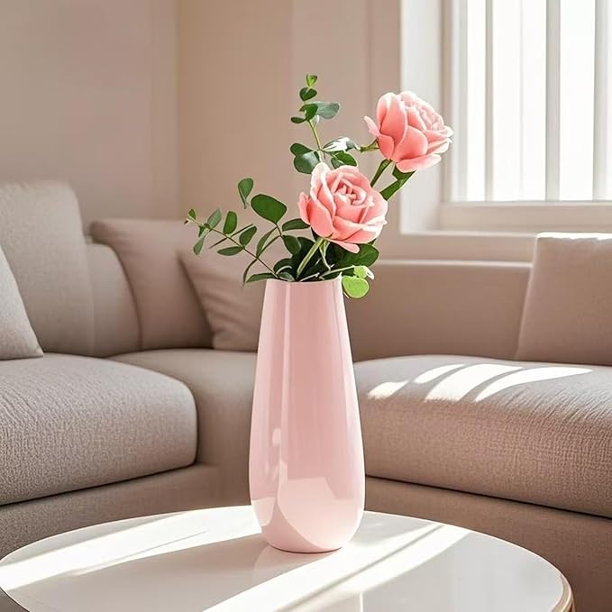 Pink Vase,Small Pink Flower Vase,Minimalist Decorative Ceramic Vases for Flowers,Perfect for Living Room,Shelf,Table,Bookshelf,Mantel and Entryway Decor