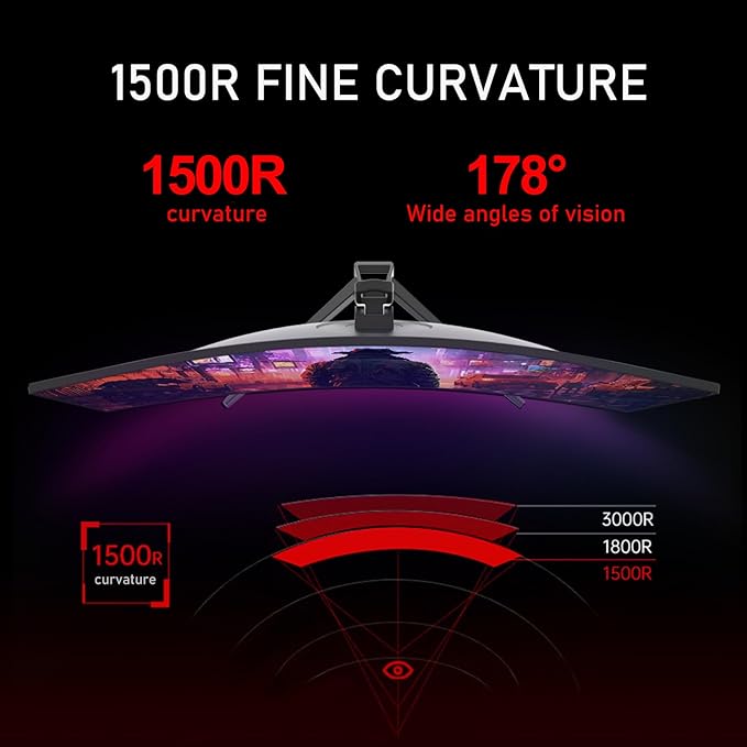 Gawfolk 34 Inch Ultrawide Curved 144Hz Gaming Computer Monitor 1500R PC Screen 21:9 UWQHD (3440x1440),Adaptive Sync,178° Viewing Angle,Display Port 1.4、HDMI 2.0,Compatible with Wall mounting -Black