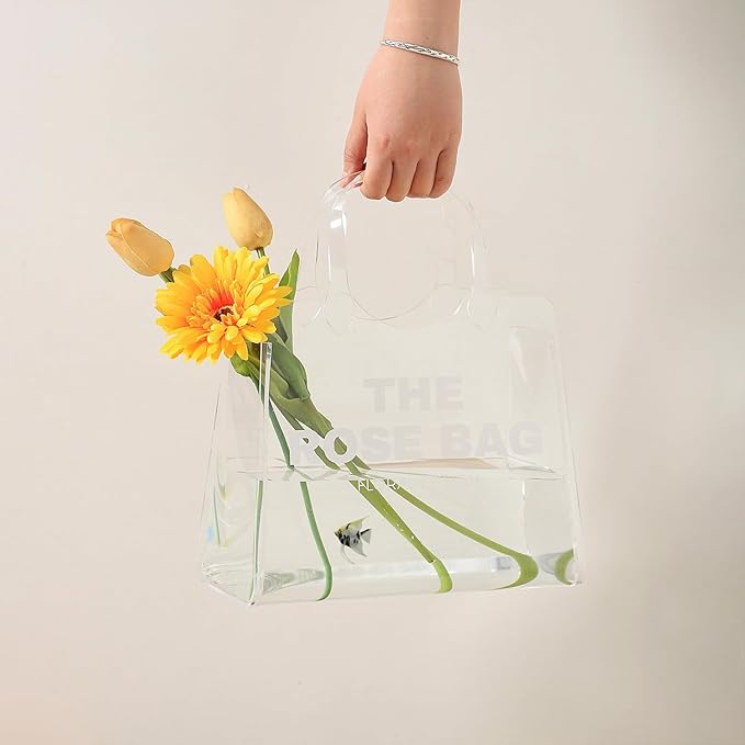 Purse Vase, Bag Vase for Flowers, White Acrylic Vase, Modern Flower Vase, Aesthetic Vase for Flowers, Decorative Tote Bag Vase for Wedding, Living Room, Bedroom, Table, Office(Tote Bag)