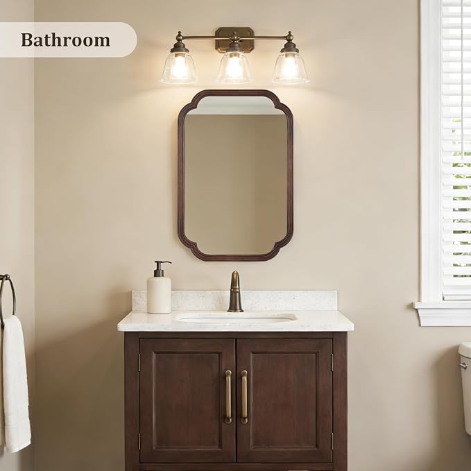 WallBeyond 20" x 30" Rounded Corner Arch Wall Mirror with Wood Frame for Entryway, Living Room or Bedroom Home Decor - Light Woodgrain [20" x 30" Walnut]