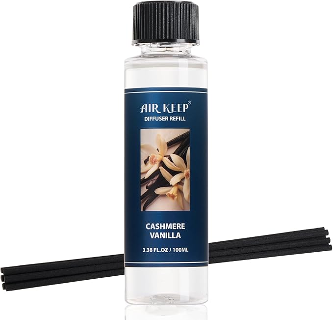 Airkeep Reed Diffuser Oil Refill/Cashmere Vanilla/3.38 oz / 1 Pack/Air Freshener & Aromatherapy Essential Oil Blend for Home Fragrance – Scented Refill Oil for Bathroom, Bedroom & Home Decor
