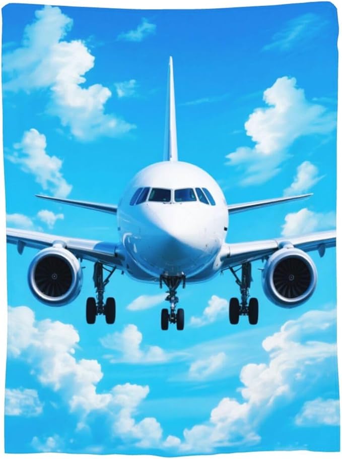 Airplane Blanket for Boys Pilot Plane Throw Blanket Aircraft Soft Cozy Fleece Fuzzy Stuffed Plush Flannel Gifts for Girls Women Kids Adults 60''x80''