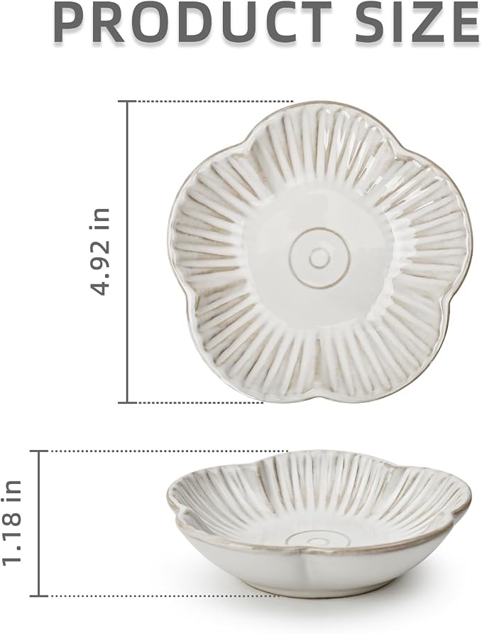 Koythin Ceramic Candlestick Holder for Pillar Candles, Floral Shape Candle Stand & Dish Bowl for Candlesticks, Incense, Decorative Ceramic Plate Tray for Table Centerpiece and Home Decor (White)
