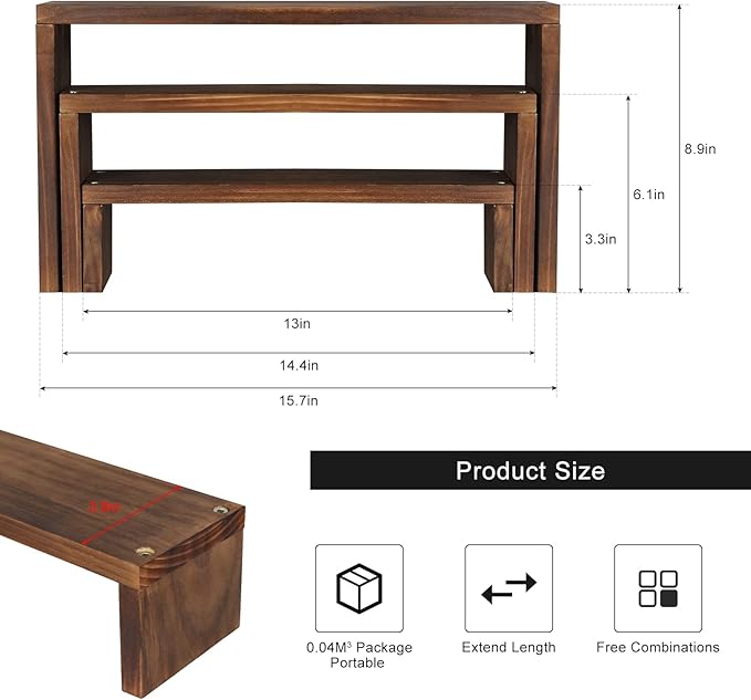 Desk Plant Stand Windowsill Plant Shelf 3 Tiers Wooden Tabletop Plant Shelves Small Countertop Desktop Shelf for Succulent Cupcake Stands Spice Rack
