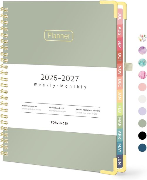 Forvencer Academic Planner 2026-2027 - Hardcover Weekly & Monthly Calendar | 6" x 8", Olive Green