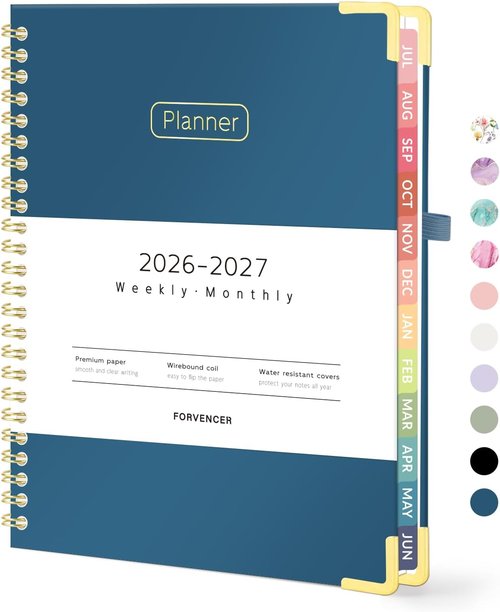 Forvencer Academic Planner 2026-2027 - Hardcover Weekly & Monthly Calendar | 6" x 8", Navy Blue