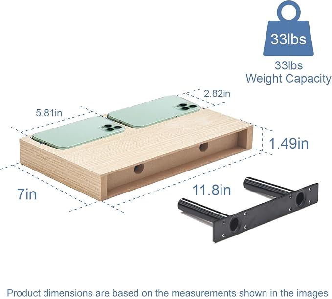 Floating Shelves for Wall, Bathroom Shelves Over Toilet, Wall Shelves & Book Shelf for Room, Hanging Shelf, Modern Wooden Wall-Mounted Small Floating Shelves, 12x7x1.5 in (Oak, Set of 2)