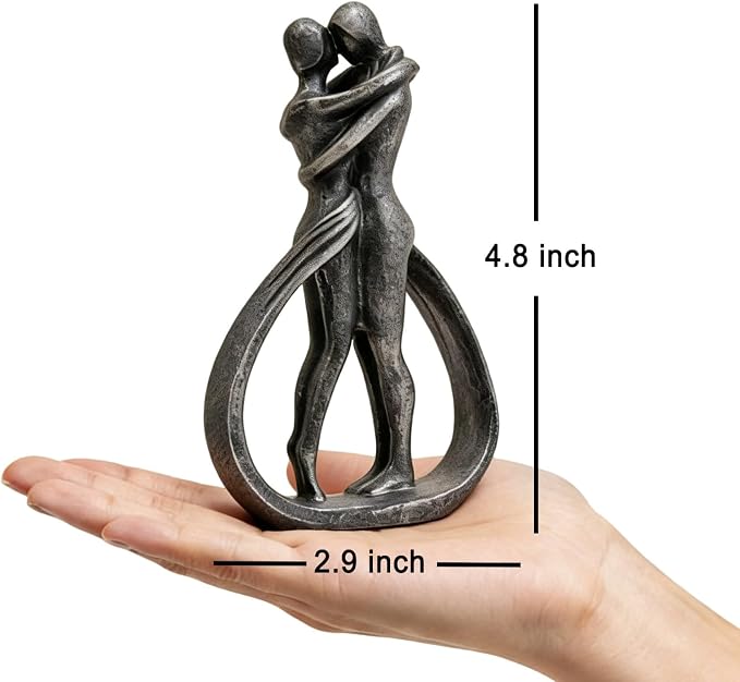 Modern Abstract Couple Statue, Kissing Lovers Sculpture Figurine for Home Decor Living Room Bedroom Bookshelf Office, Gift for Wedding Anniversaries, Love Decor Ornament for Valentines - Style C