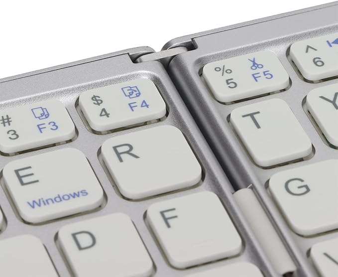 Gugxiom Foldable Wireless Keyboard with Touchpad, Foldable Design 63 Keys BT 3.0 Keyboard for Smartphone Tablet Laptop Travel, Mute, Pocket Size, USB Charging (Silver White)