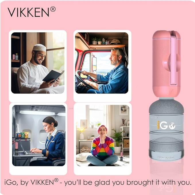 VIKKEN® 250ml iGo X Portable Travel Bidet USB-Type C Rechargeable Electric Mobile Handheld Ultra Strong Water Spray Personal Hygiene Self Care for Women & Men
