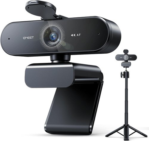 EMEET NOVA 4K Webcam - 4K UHD Resolution, Adjustable Height, 360° Swivel, Dual Noise-Cancelling Mics | Perfect for Online Meetings & Live Streaming