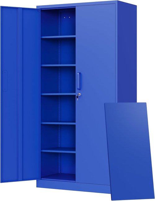 Letaya Metal Garage Storage Cabinets - Lockable Steel Tool Cabinets with Adjustable Shelves | Blue Finish