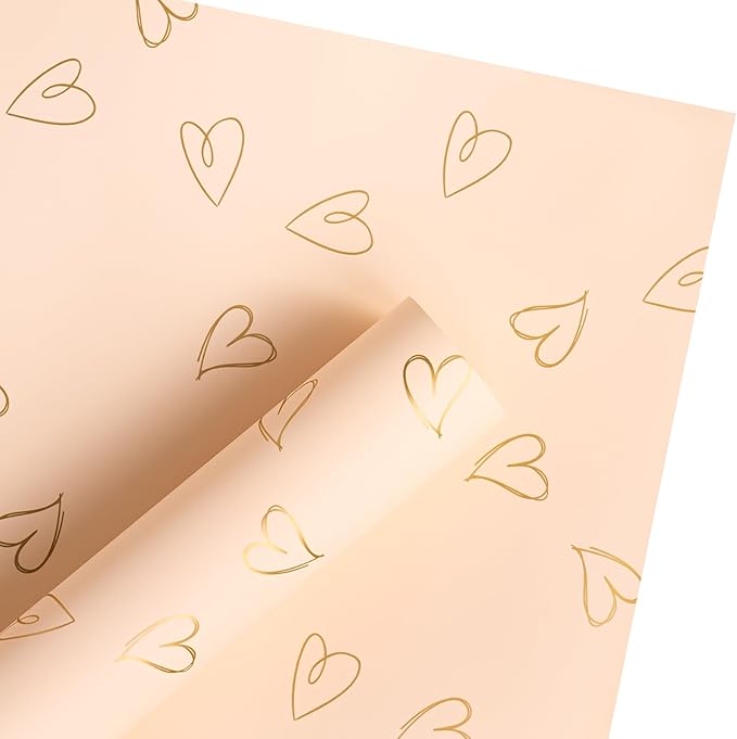 WRAPAHOLIC 20 Sheets Flower Wrapping Paper - 22.8 x 22.8 inch Champagne Love Design Water-Resistant Floral Bouquet Wrapping Paper, Florist Supplies Packaging for Wedding Birthday Gift DIY