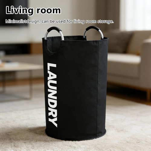 Skiennix 90L Foldable Laundry Basket - Portable Design for Easy Carrying | Ideal for Bathrooms & Travel - Black
