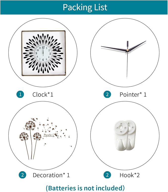 Large Wall Clocks for Living Room Decor Big Modern Silent Clock Non-Ticking for Bedroom Office Kitchen Home Decorative 24 Inch Round Black Clock Crystal Wall Art Decor for Indoor House